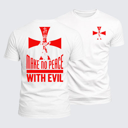Luxe Mercerized Cotton Tee - Make No Peace with Evil Knight Templar Cross