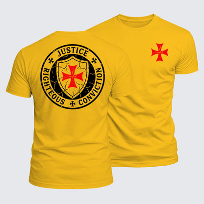 Luxe Mercerized Cotton Tee - Templar Virtues of the Knights Templar Shield