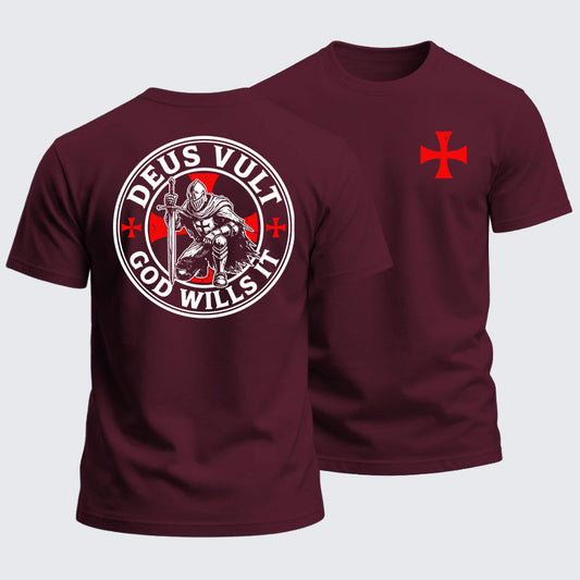 Heavyweight Cotton Tee - Knights Templar Deus Vult