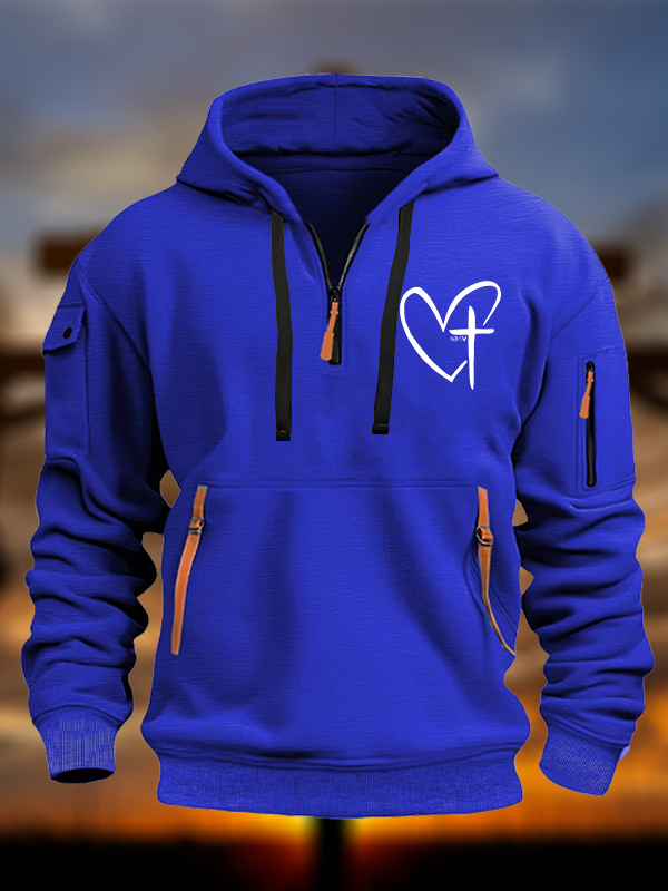 Cross Heart Jesus God Christian Zipper Hoodies