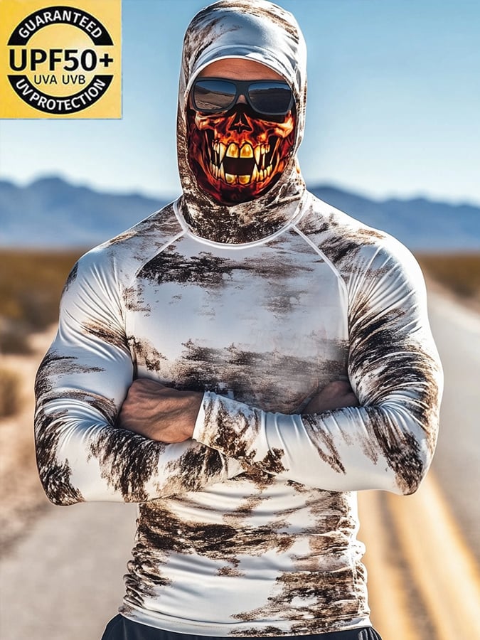 Men's Outdoor Sun Protection Breathable Cool Hooded Sun Protection Long Sleeve Top