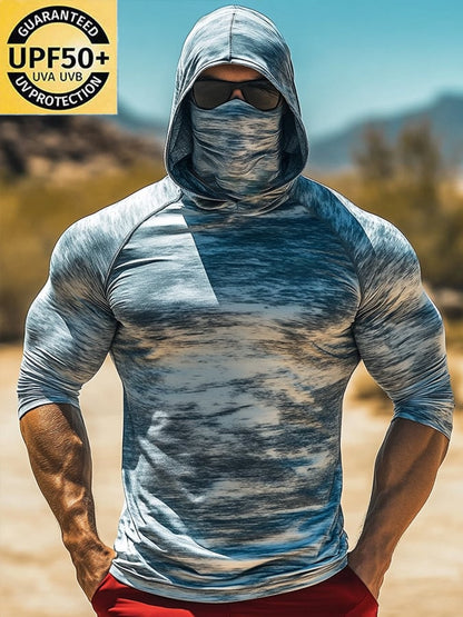 Men's Outdoor Sun Protection Breathable Cool Hooded Sun Protection Long Sleeve Top