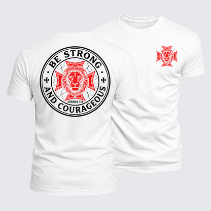 Luxe Mercerized Cotton Tee - Be Strong And Courageous Lion Joshua 1:9
