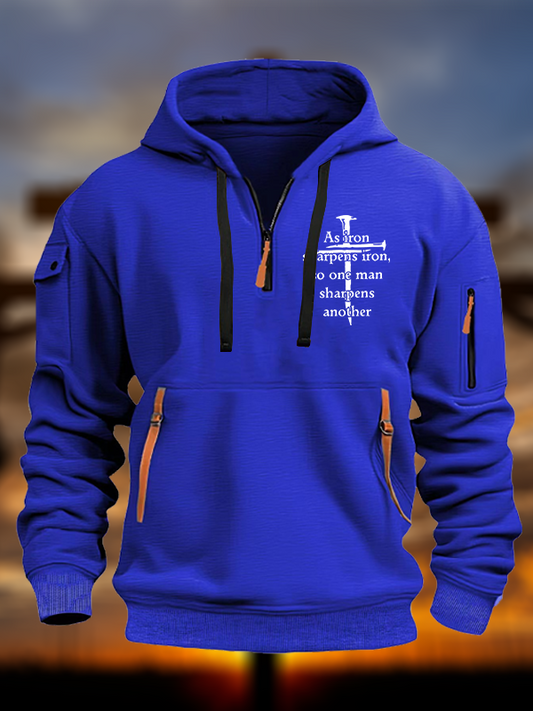 As Iron Sharpens Iron, So One Man Sharpens Another Jesus God Christian Zipper Hoodies