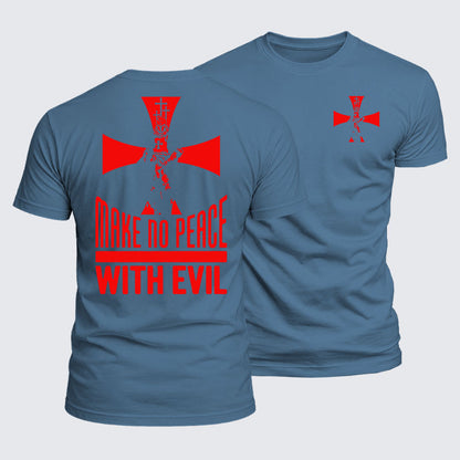 Luxe Mercerized Cotton Tee - Make No Peace with Evil Knight Templar Cross