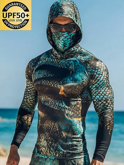 Men's Outdoor Sun Protection Breathable Cool Hooded Sun Protection Long-Sleeved Top