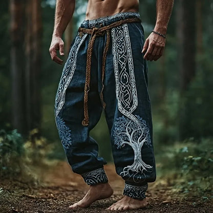 Men's Viking Style Tree Of Life Knot Casual Pants