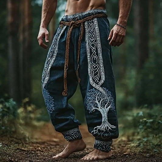 Men's Viking Style Tree Of Life Knot Casual Pants