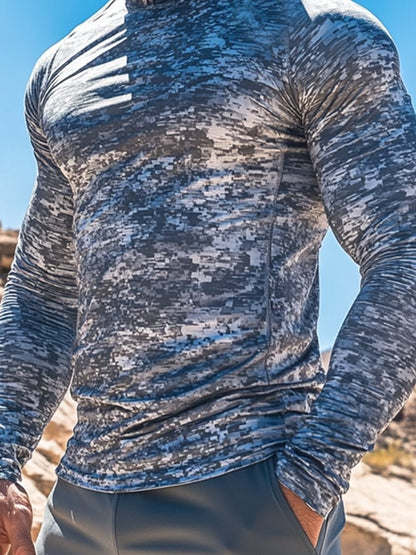 Men's Outdoor Sun Protection Breathable Cool Mask Hooded Sun Protection Long-Sleeved Top