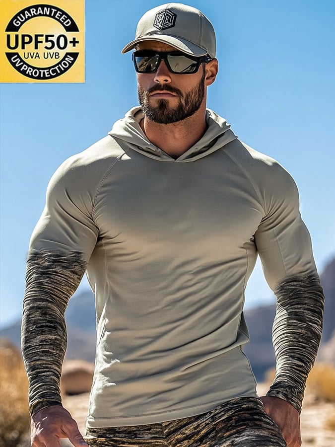 Men's Outdoor Sun Protection Cool Hooded Sun Protection Long Sleeve Top