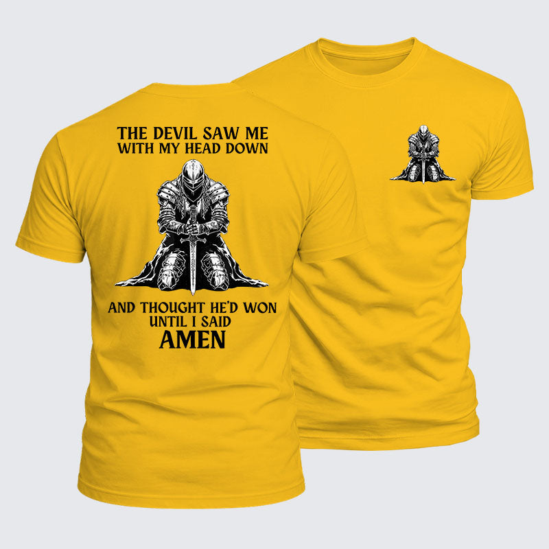 Luxe Mercerized Cotton Tee - The Devil Saw Me Until I Said Amen
