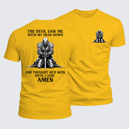 Luxe Mercerized Cotton Tee - The Devil Saw Me Until I Said Amen