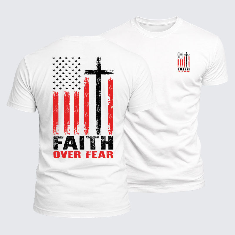 Luxe Mercerized Cotton Tee - Faith Over Fear Flag