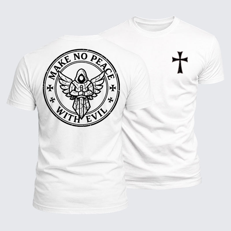 Luxe Mercerized Cotton Tee - Make No Peace with Evil Knight Templar Jerusalem Cross