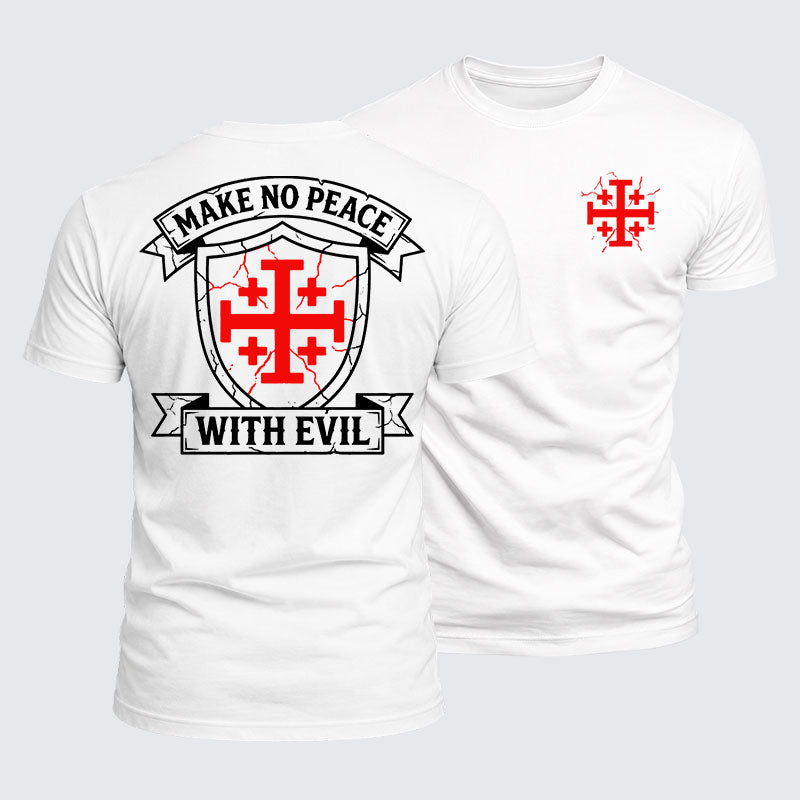 Luxe Mercerized Cotton Tee - Make No Peace with Evil Knight Templar Jerusalem Cross