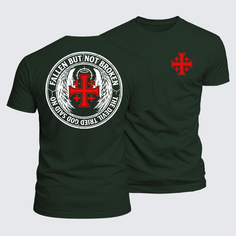 Luxe Mercerized Cotton Tee - Fallen But Not Broken The Devil Tried God Said No