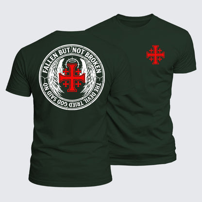 Luxe Mercerized Cotton Tee - Fallen But Not Broken The Devil Tried God Said No