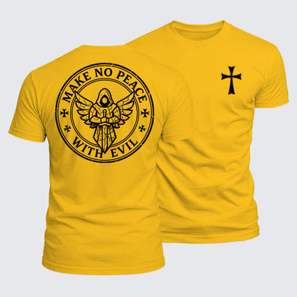 Luxe Mercerized Cotton Tee - Make No Peace with Evil Knight Templar Jerusalem Cross