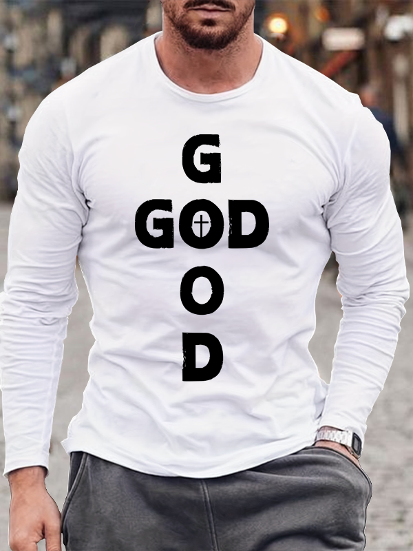 God Is Good Christian Cotton Long Sleeve T-Shirt