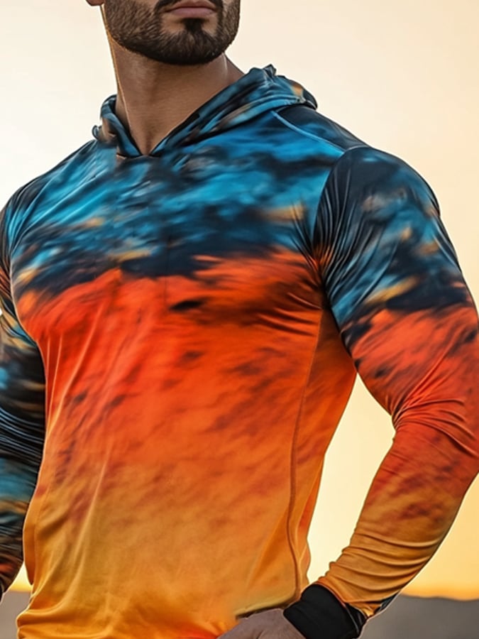 Men's Outdoor Sun Protection Cool Hooded Sun Protection Long Sleeve Top