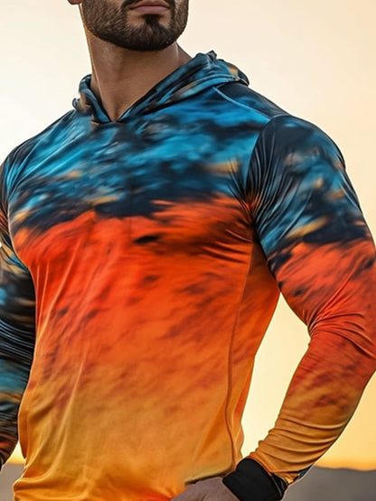 Men's Outdoor Sun Protection Cool Hooded Sun Protection Long Sleeve Top