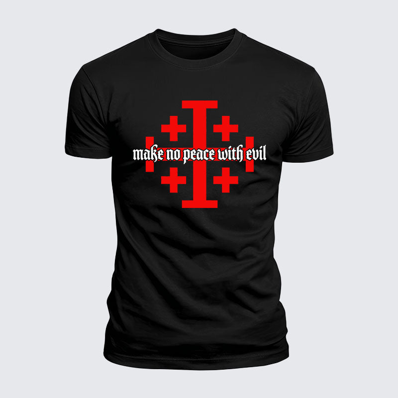 Luxe Mercerized Cotton Tee -  Make No Peace with Evil Knight Templar Jerusalem Cross