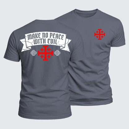 Luxe Mercerized Cotton Tee - Make No Peace with Evil Knight Templar Jerusalem Cross