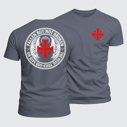 Luxe Mercerized Cotton Tee - Fallen But Not Broken The Devil Tried God Said No