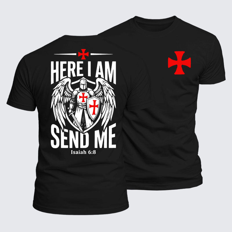 Luxe Mercerized Cotton Tee - Here I Am Send Me Knight Templar Crusader