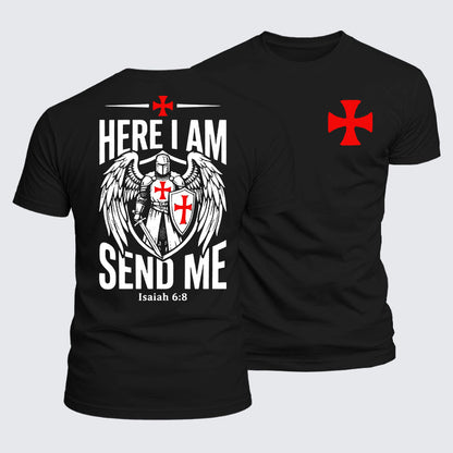 Luxe Mercerized Cotton Tee - Here I Am Send Me Knight Templar Crusader