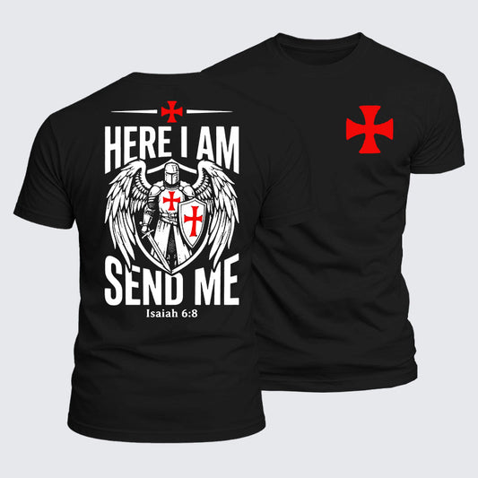 Luxe Mercerized Cotton Tee - Here I Am Send Me Knight Templar Crusader