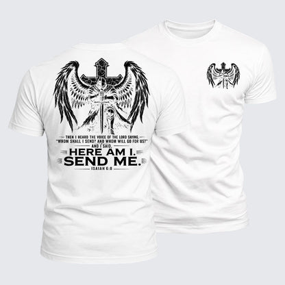 Luxe Mercerized Cotton Tee -  Here I Am Send Me Isaiah 6:8 Knight Templar Crusader