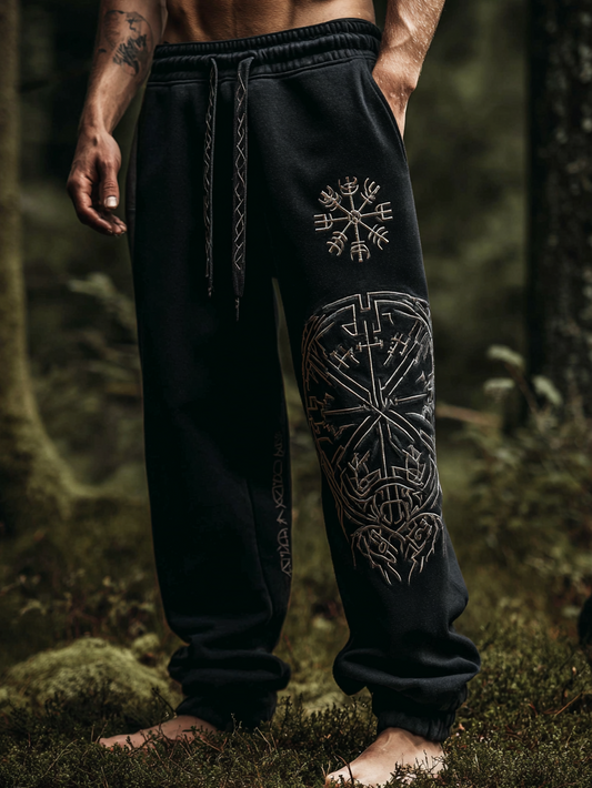 Men's Viking Retro Nordic Vegvisir Runes Art Totem Sports Pants