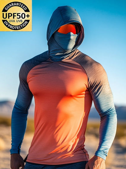 Men's Outdoor Sun Protection Breathable Cool Hooded Sun Protection Long Sleeve Top