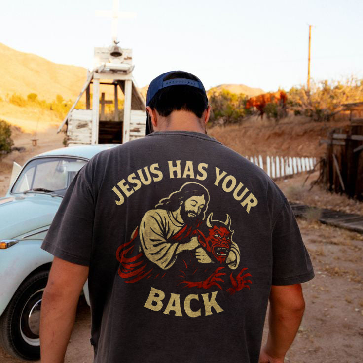 Jesus Has Your Back Printed Men's T-shirt