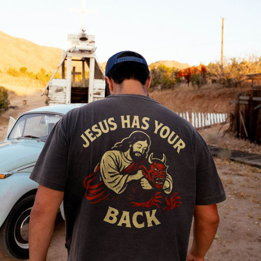 Jesus Has Your Back Printed Men's T-shirt
