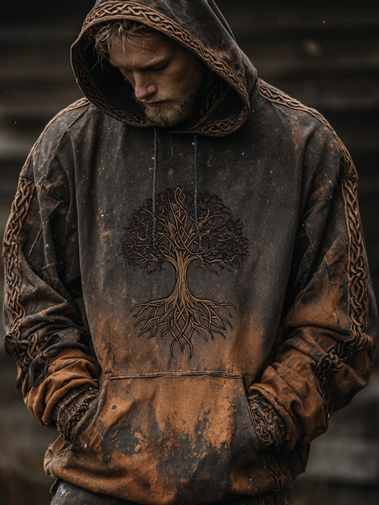 Viking Style Inspired Tree Of Life Totem Printed Unisex Casual Hoodie