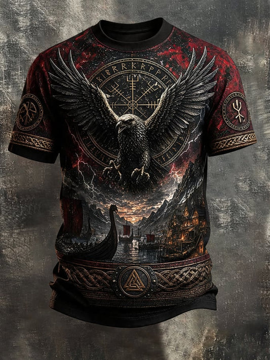 Men's Vintage Viking-Print T-Shirt