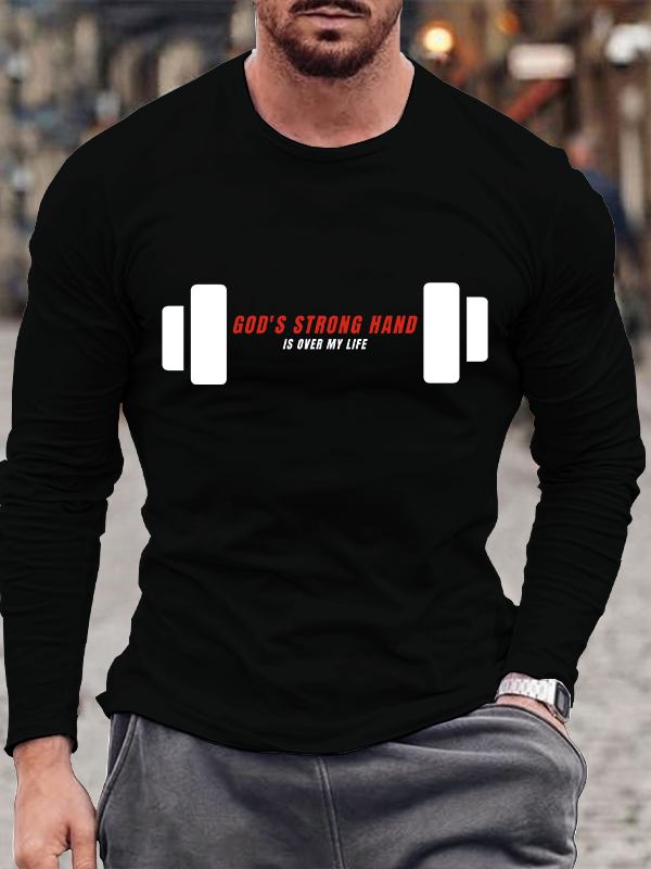 Men's  faith God'S Strong Hand Is Over My Life Long Sleeve T-Shirt