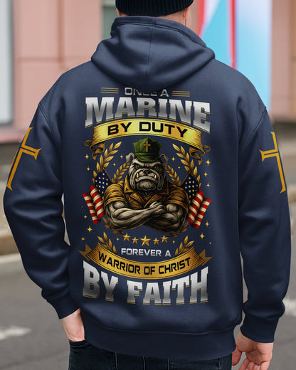 Once A Marine By Duty Forever A Warrior Of Christ By Faith Zip Hoodie
