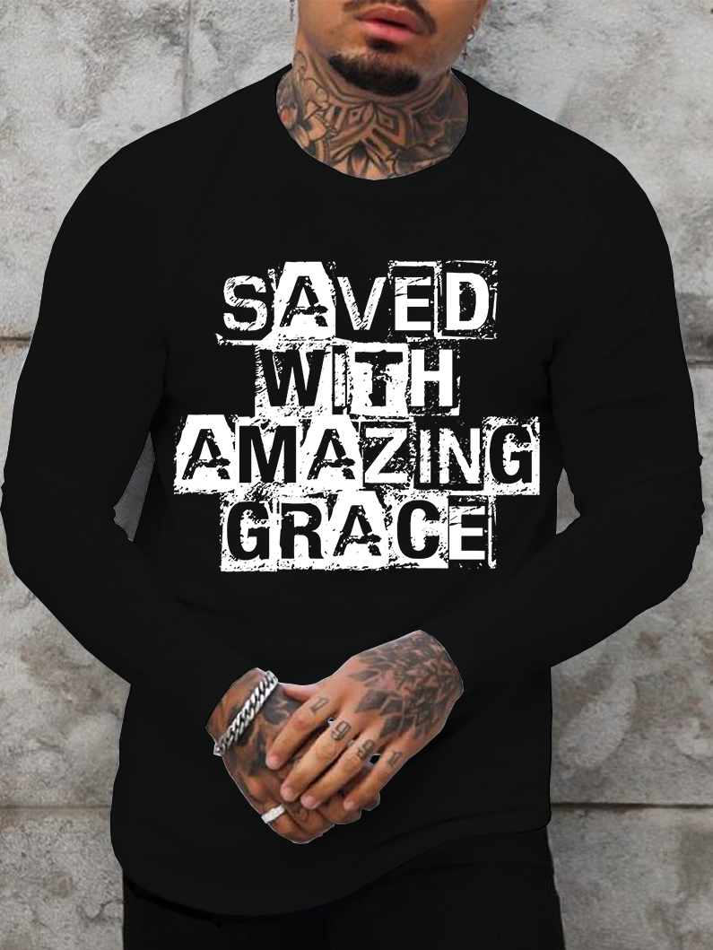 Saved With Amazing Grace Long Sleeve T-Shirt