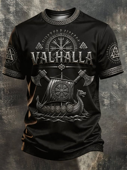 Men's Vintage Viking-Print T-Shirt