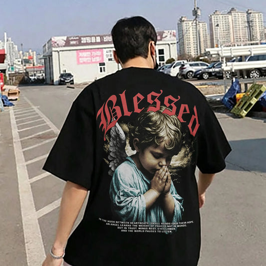 Blessed Praying Angel Graphic Printed Men's T-shirt