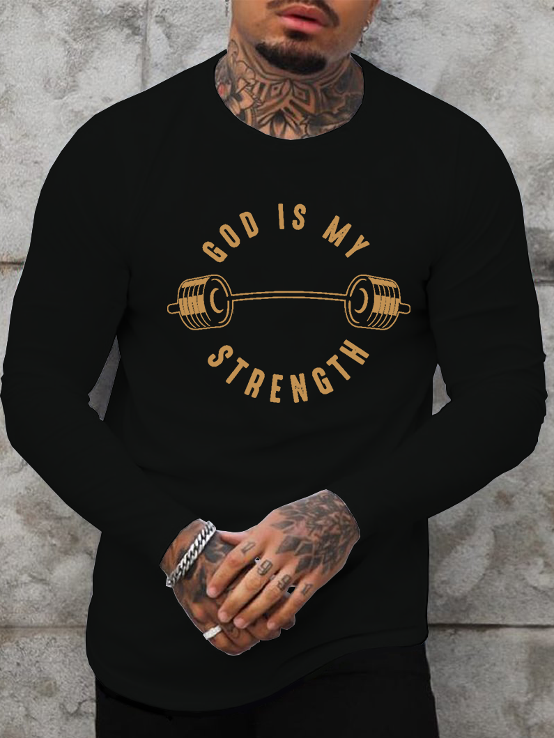 God Is My Strength Cotton Long Sleeve T-Shirt