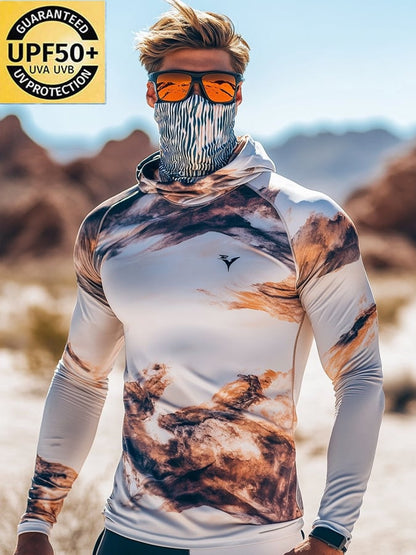 Men's Outdoor Sun Protection Breathable Cool Hooded Sun Protection Long Sleeve Top
