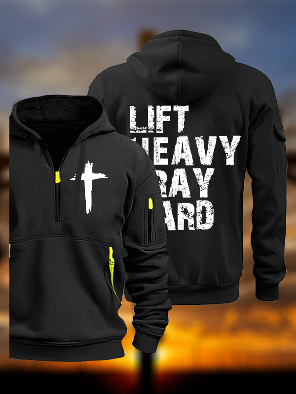 Lift Heavy Pray Hard Gym Jesus God Christian Zipper Hoodies