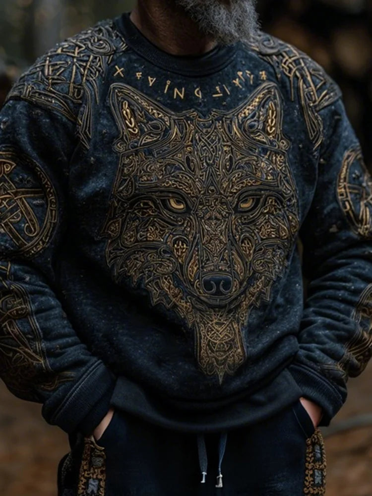 Men's Viking Wolf Celtic Knot Art Print Casual Sweatshirt