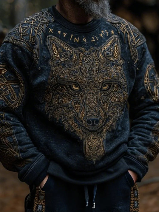 Men's Viking Wolf Celtic Knot Art Print Casual Sweatshirt