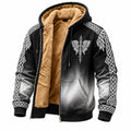 Black Viking Winged Sword Fleece Zip Hoodie