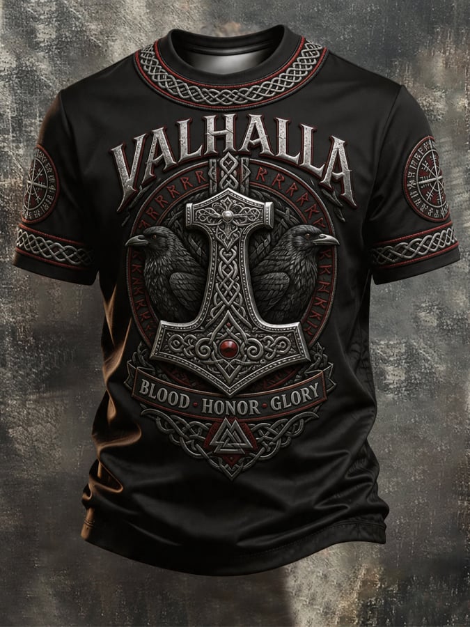 Men's Vintage Viking-Print T-Shirt